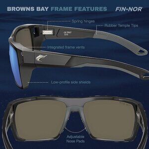 Fin Nor Sunglasses Browns Bay Matte Black Silver Polycarbonate Mirror